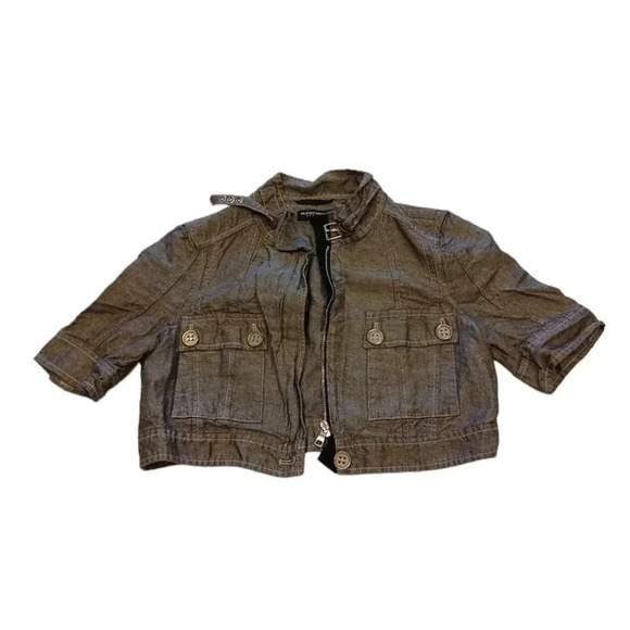 Blacky Dress Berlin Linen Blend Crop Short Sleeve Top Size 8 - Picture 7 of 12